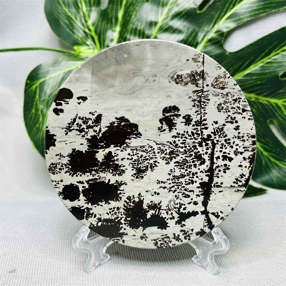 Hand Polished Natural Rock Picture Stone Round Coasters, Abstract Spiritual Healing Witchcraft Decor, Holiday & Home