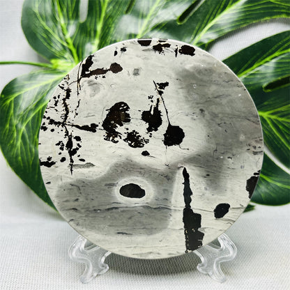 Hand Polished Natural Rock Picture Stone Round Coasters, Abstract Spiritual Healing Witchcraft Decor, Holiday & Home