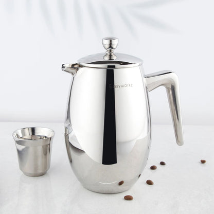 French Press Coffee Maker Double Wall Stainless Steel Insulated Thermal Cafetiere With 4 Level Filt 3