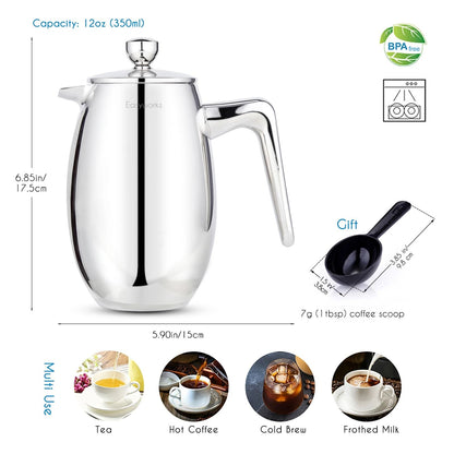 French Press Coffee Maker Double Wall Stainless Steel Insulated Thermal Cafetiere With 4 Level Filt 7