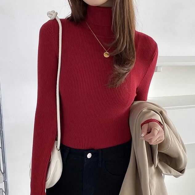 Women Fall Turtleneck Sweater Knitted Soft Pullover Cashmere Jumper 9
