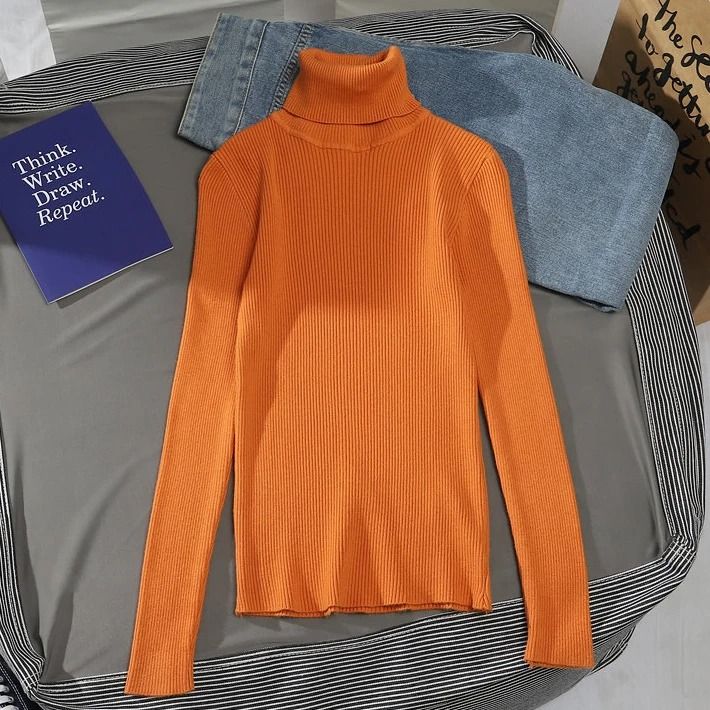 Women Fall Turtleneck Sweater Knitted Soft Pullover Cashmere Jumper 10
