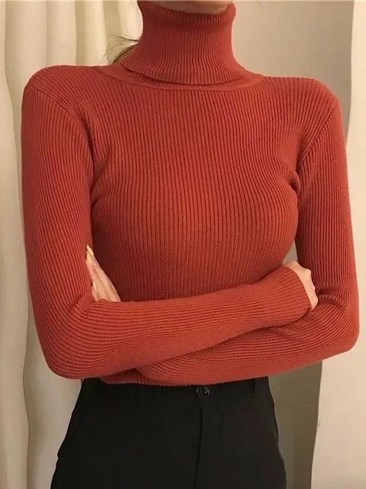 Women Fall Turtleneck Sweater Knitted Soft Pullover Cashmere Jumper 16