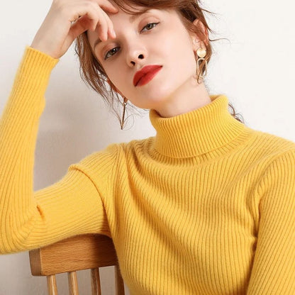 Women Fall Turtleneck Sweater Knitted Soft Pullover Cashmere Jumper 17