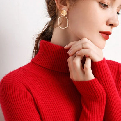 Women Fall Turtleneck Sweater Knitted Soft Pullover Cashmere Jumper 18