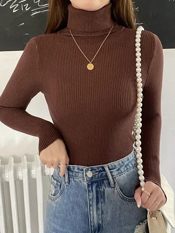 Women Fall Turtleneck Sweater Knitted Soft Pullover Cashmere Jumper 8
