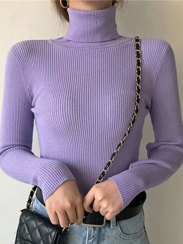 Women Fall Turtleneck Sweater Knitted Soft Pullover Cashmere Jumper 22