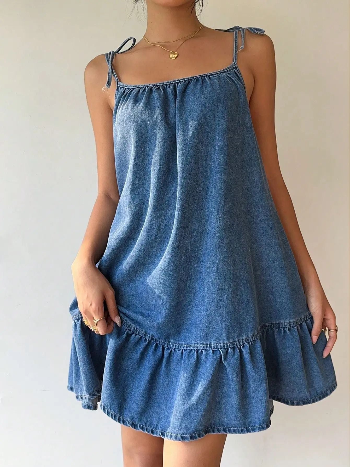 Elegant Denim Bandeau Dress For Summer Comfort 4