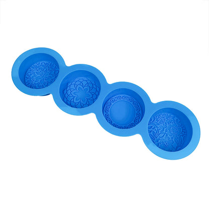 Handmade 3D Silicone Soap Molds 4 Flower Types Bar Making Tools DIY Circular Soaps Resin Craft 2