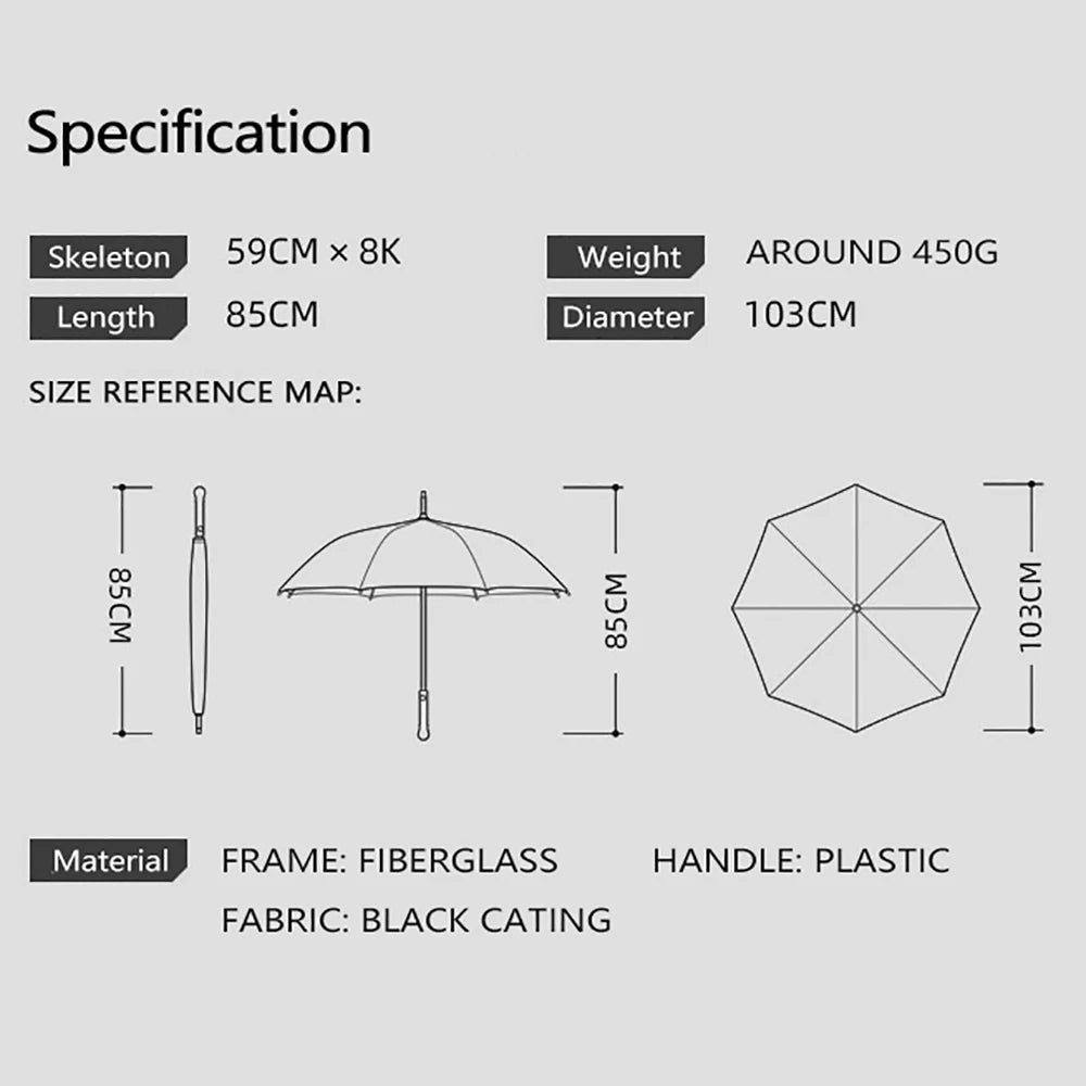 Premium OLYCAT Korean Style Women Umbrella Rain and Sun Protection, Long Handle Windproof 8K Travel Golf Umbrella
