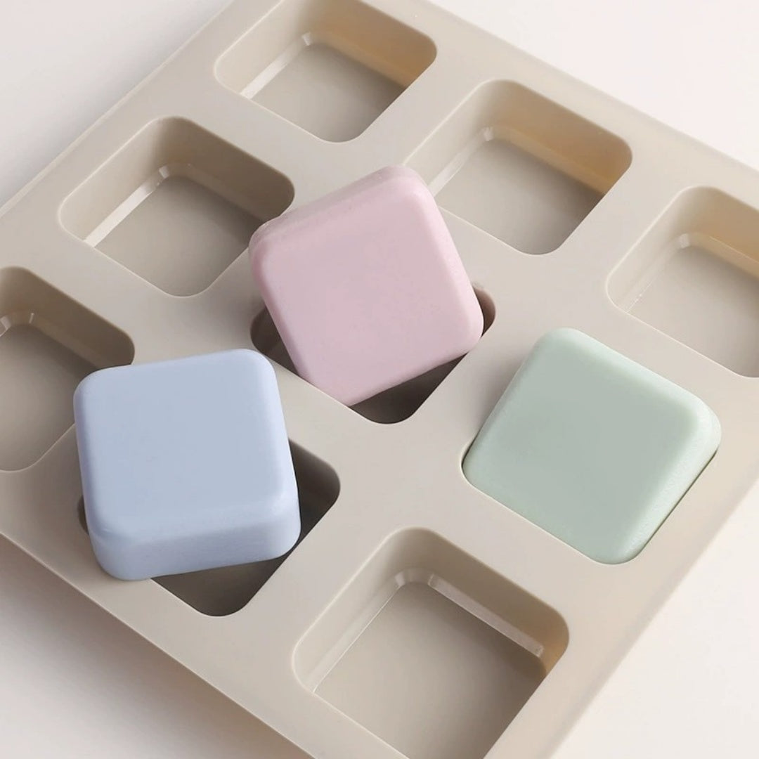 9 Cavities Round Handload, Grid Shape Home Silicone Mold, Soap Candle Making Tool Molds for Homemade Projects
