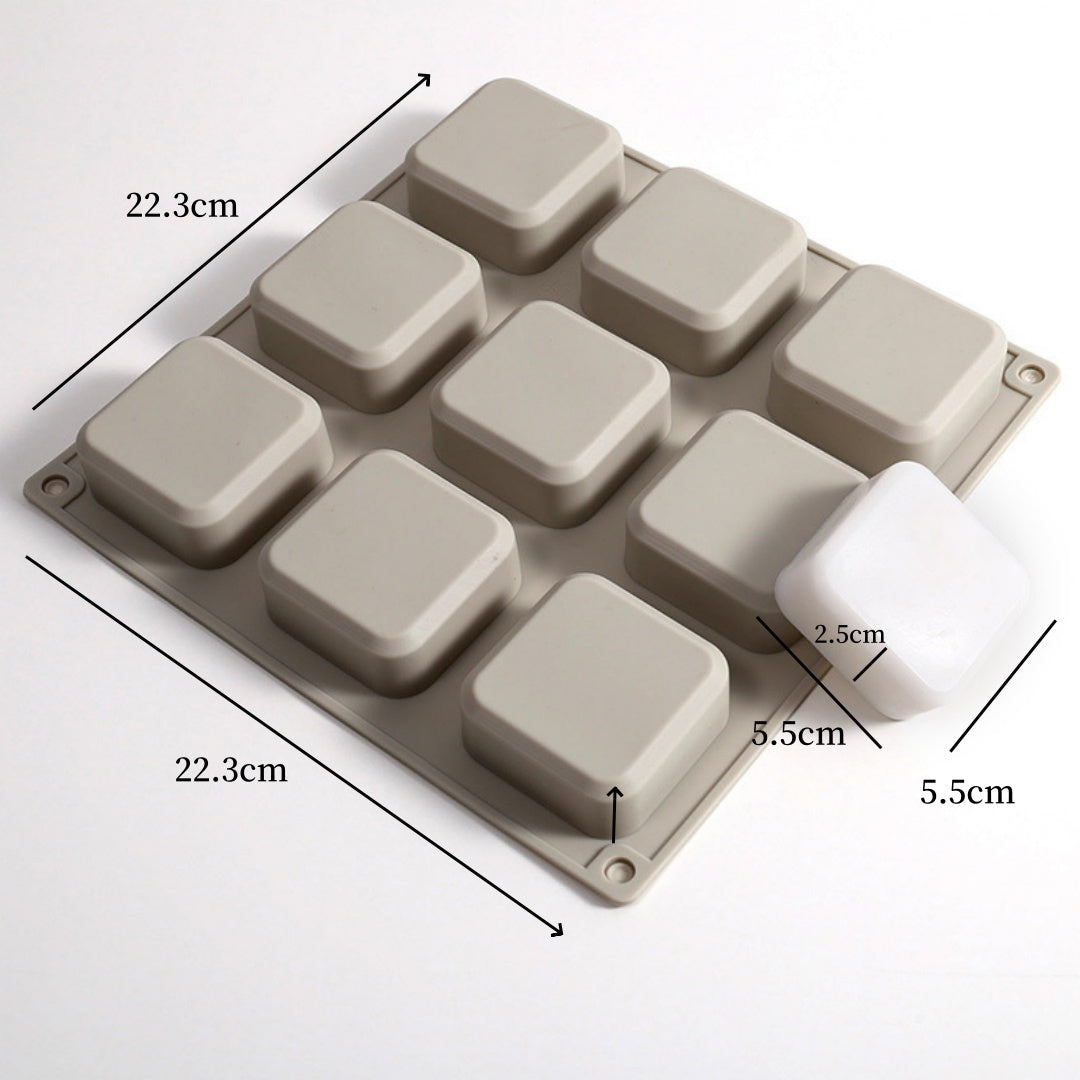 9 Cavities Round Handload, Grid Shape Home Silicone Mold, Soap Candle Making Tool Molds for Homemade Projects