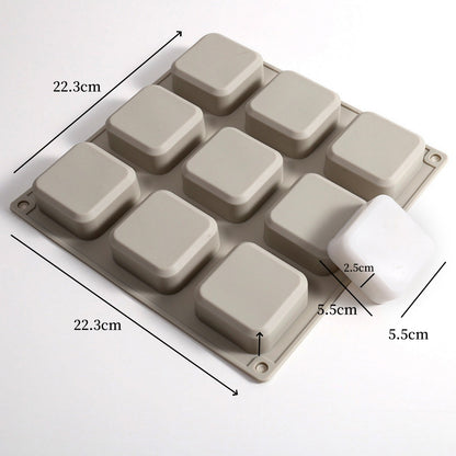 9 Cavities Round Handload, Grid Shape Home Silicone Mold, Soap Candle Making Tool Molds for Homemade Projects