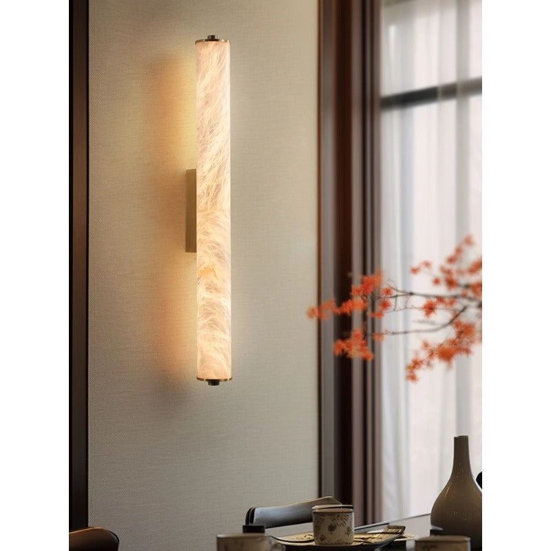 Luxury Full Copper Snowflake Marble LED Wall Lamp Modern Spanish Natural Light For Living Room Bedr 1