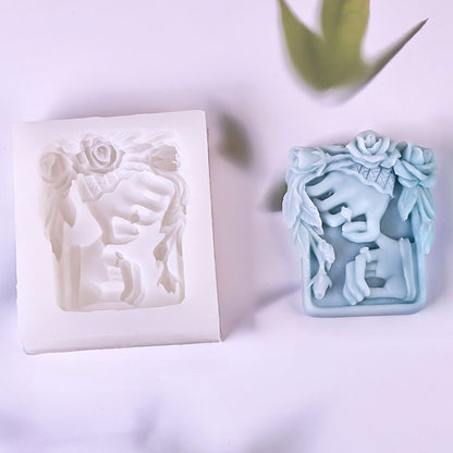 Romantic Rose Flower Soap, Silicone Mould Hand Shape Square Candle Mold, Valentine's Day Wedding Decor