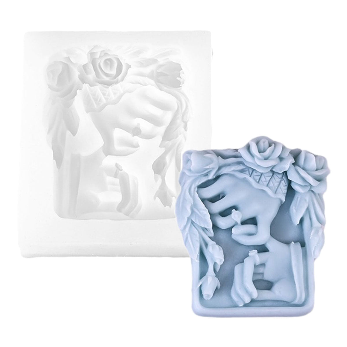 Romantic Rose Flower Soap, Silicone Mould Hand Shape Square Candle Mold, Valentine's Day Wedding Decor