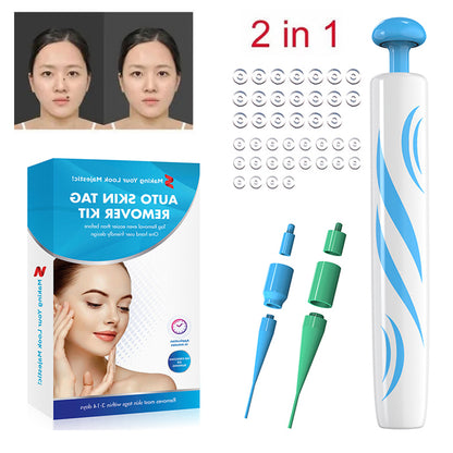 2 in 1 Auto Micro Skin Tag Remover Device Kit, Standard Face Cleaner for Adult Mole, Wart, Black Dots Remover, Painless
