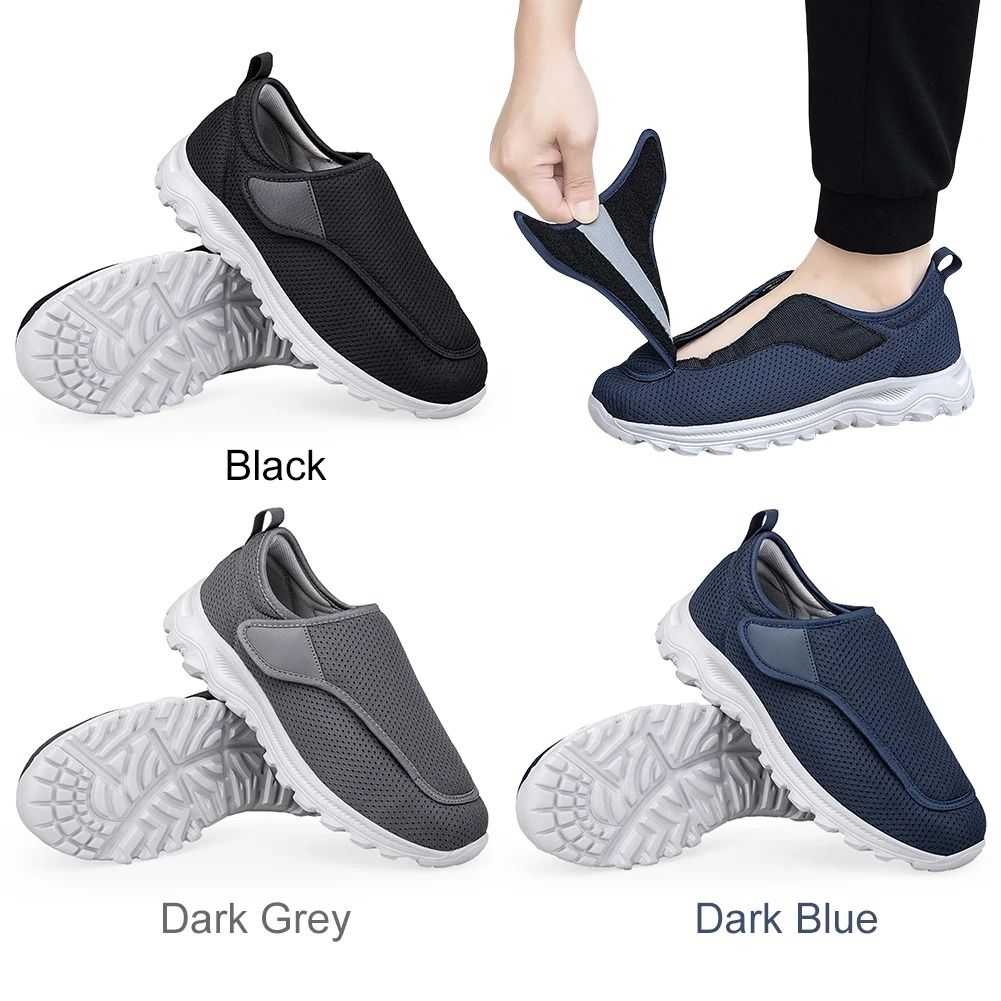 Men Diabetic Orthopedic Walking Shoes Wide Fit Slip On with Velcro Closure