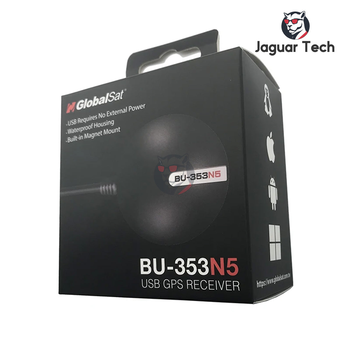 GlobalSat BU-353N5 USB GPS Receiver, Waterproof, High-Sensitivity G-Mouse for Navigation, Replaces BU-353S4
