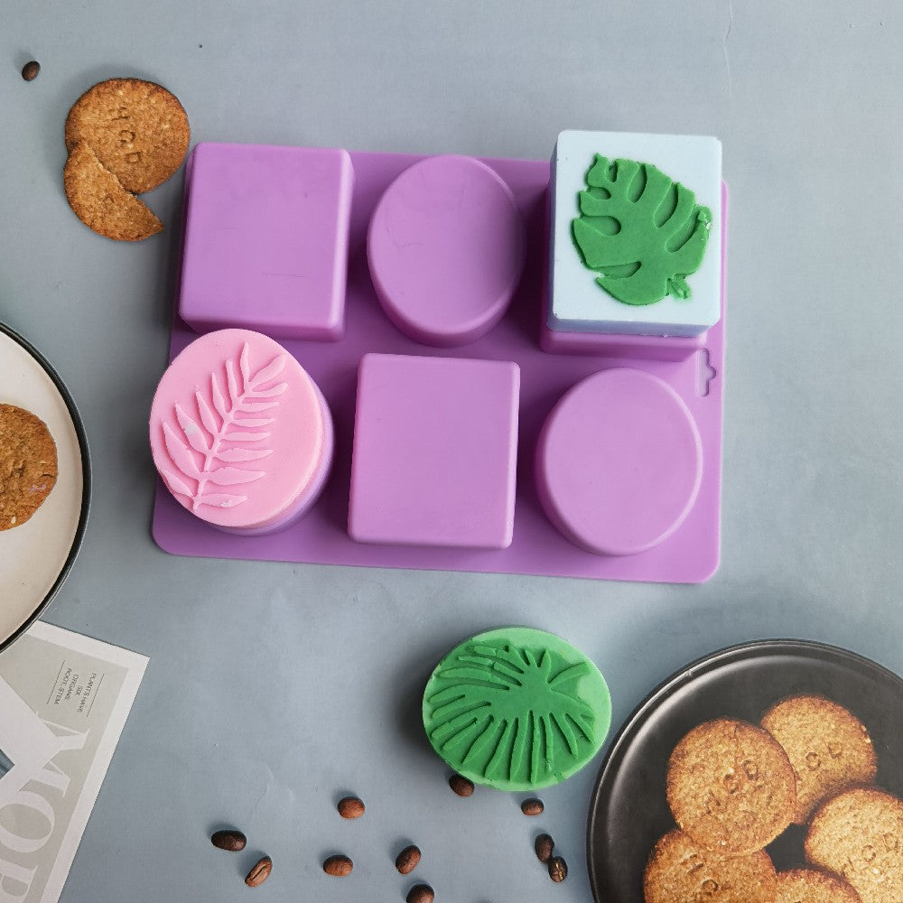 Handmade Soap Making Supplies Oval Square Leaves Silicone Mold, DIY Plaster Resin Candle Cake Baking Tools