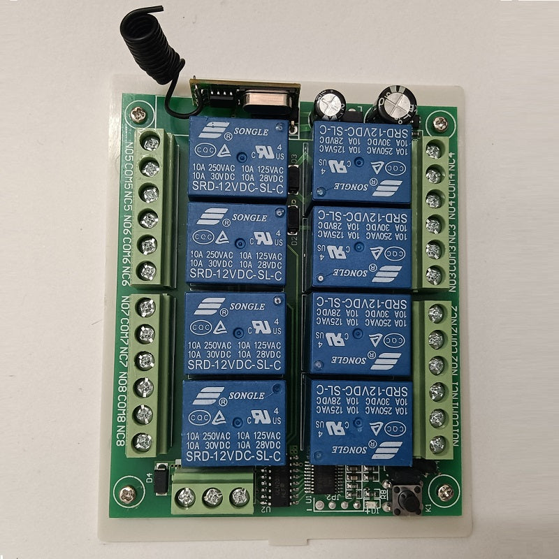 8 Channel Wireless Remote Control Switch Kit, DC12V/24V RF Transmitter, Receiver for LED Lights, Relays, Motors