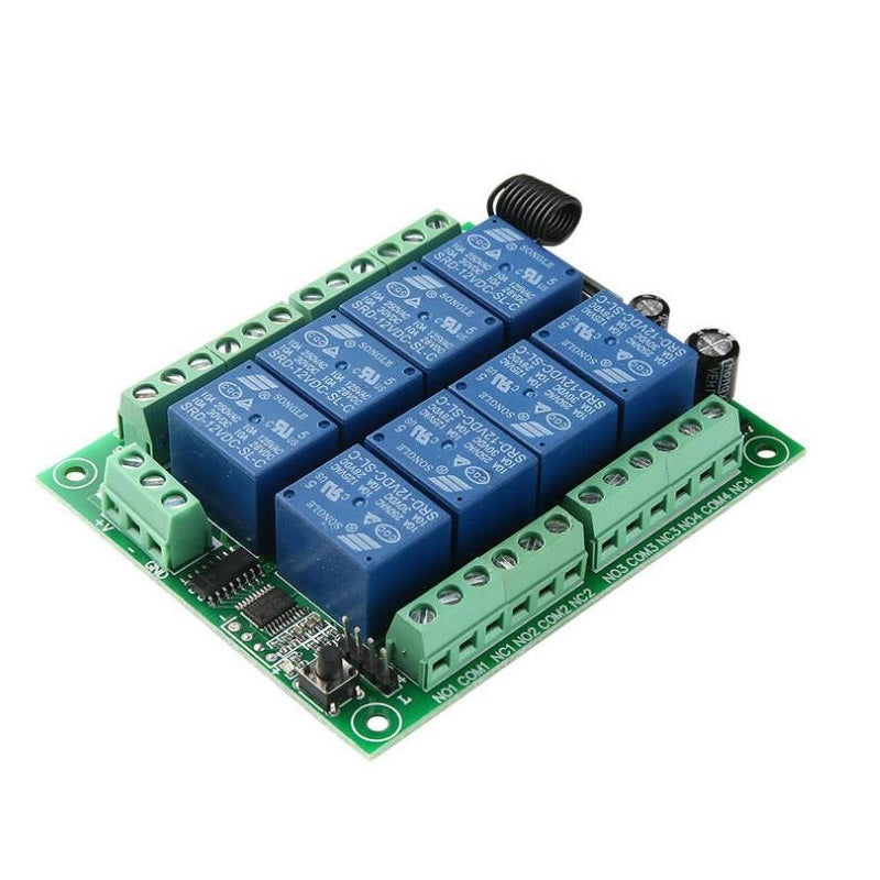 8 Channel Wireless Remote Control Switch Kit, DC12V/24V RF Transmitter, Receiver for LED Lights, Relays, Motors
