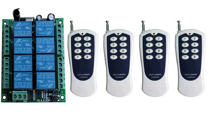 8 Channel Wireless Remote Control Switch Kit, DC12V/24V RF Transmitter, Receiver for LED Lights, Relays, Motors