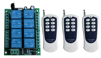 8 Channel Wireless Remote Control Switch Kit, DC12V/24V RF Transmitter, Receiver for LED Lights, Relays, Motors