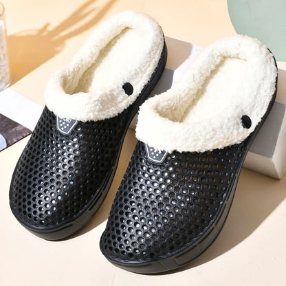 Couple Cotton Slippers Winter Warm Plush Indoor Clogs 9