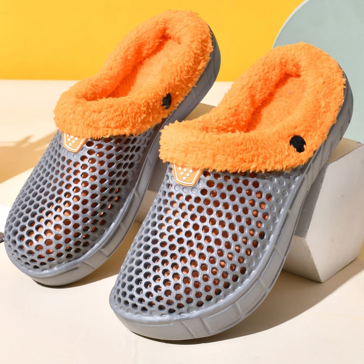 Couple Cotton Slippers Winter Warm Plush Indoor Clogs 8