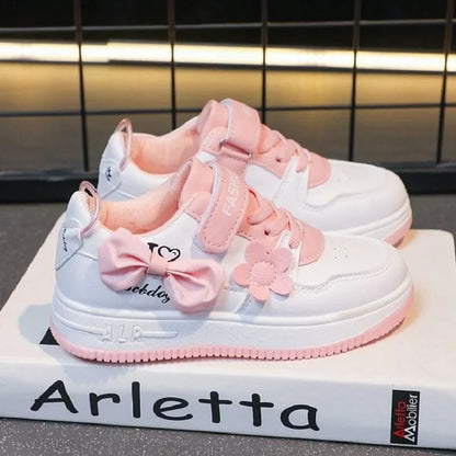 Girls Bow Sneakers with Soft Sole for Everyday Comfort