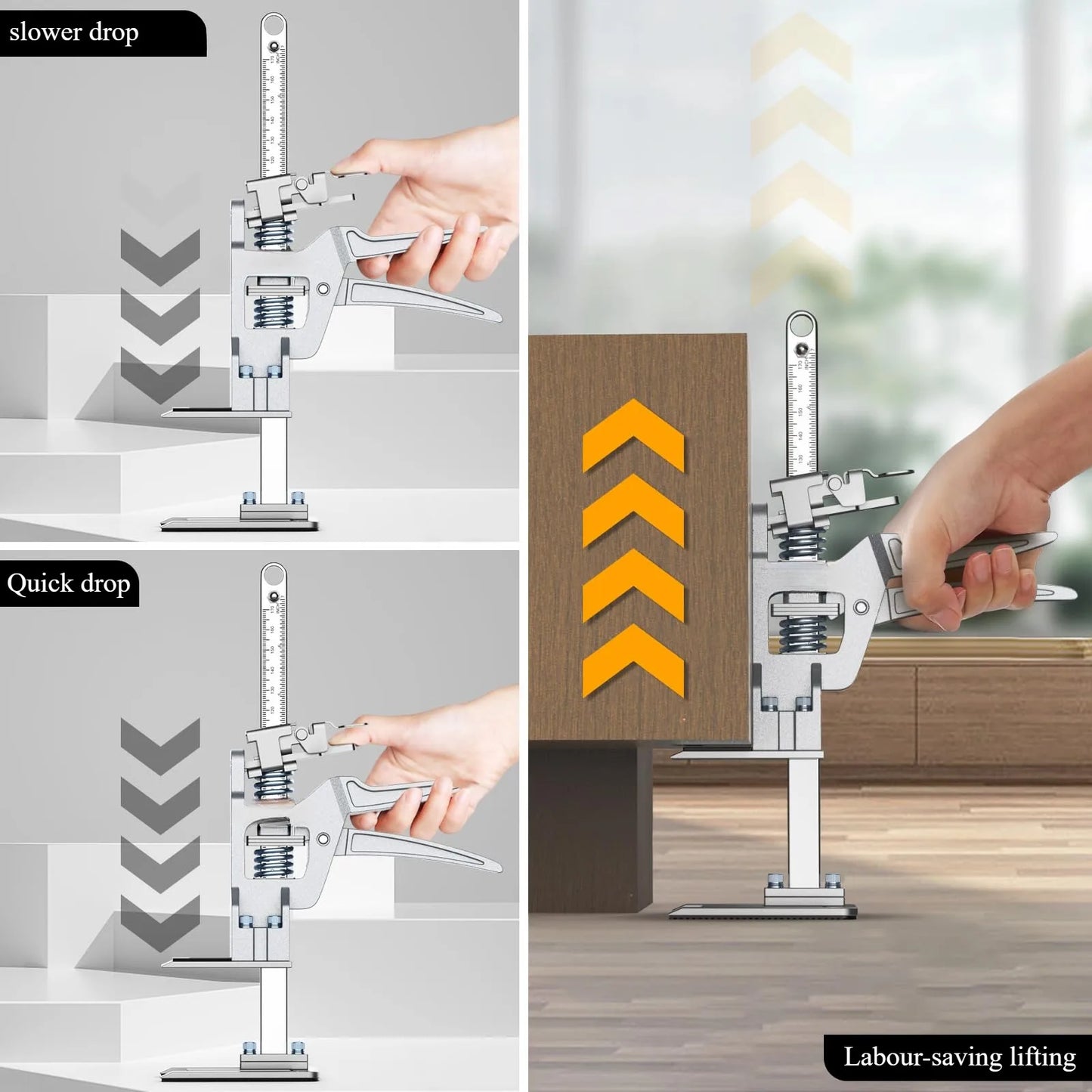 2 Pack Labor Saving Arm Jack, Heavy-Duty Stainless Steel Furniture Lifter Tool, Hand Lifting Jack for Door, Walls, Tiles