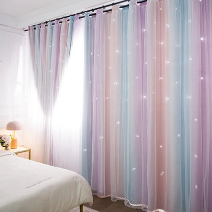 Colorful Rainbow Star Curtains for Kids Room