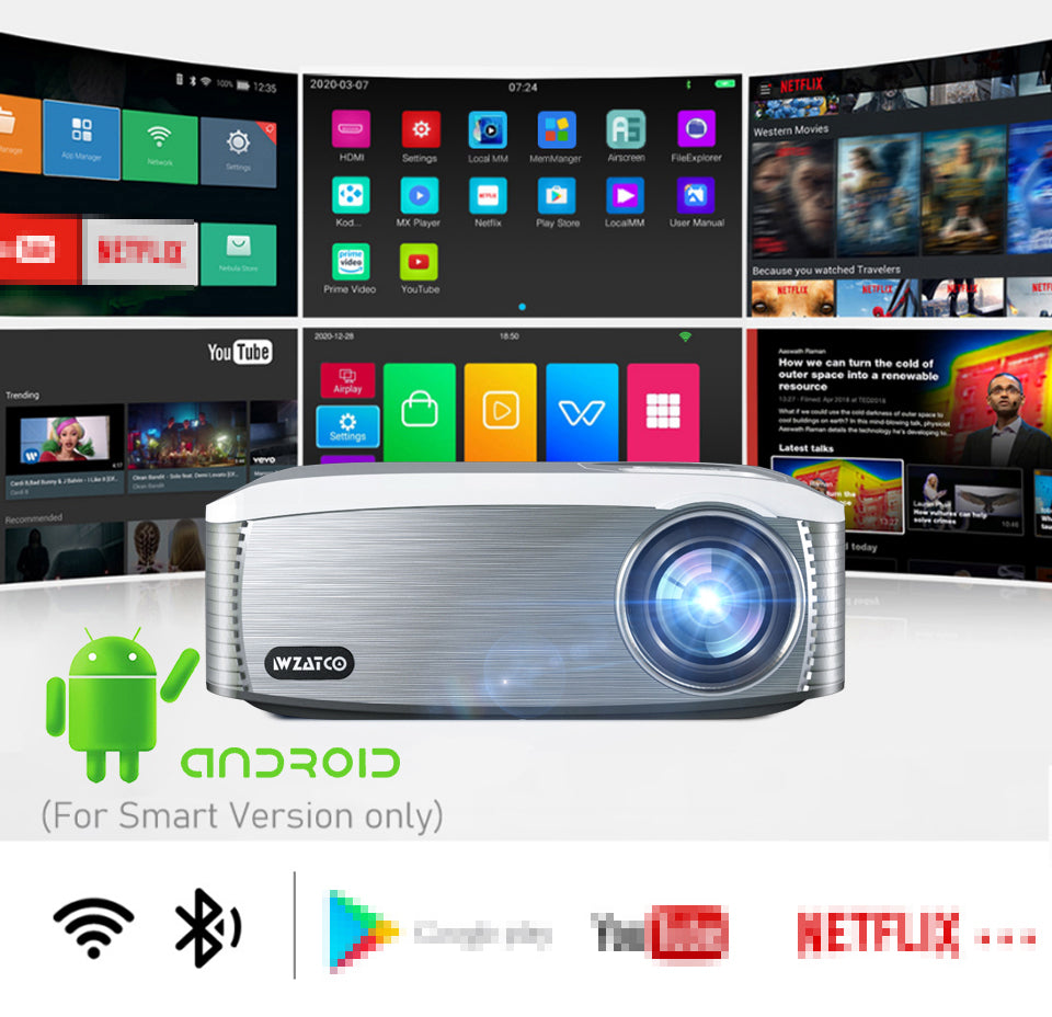 WZATCO C6A 300inch Projector 1080P Full HD Smart WiFi 5G LED Home Theater Video Proyector With HIFI 1