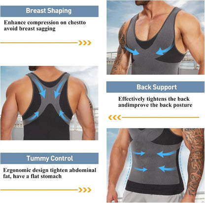 Men Slimming Body Shaper Compression T Shirt With Tummy Control 3
