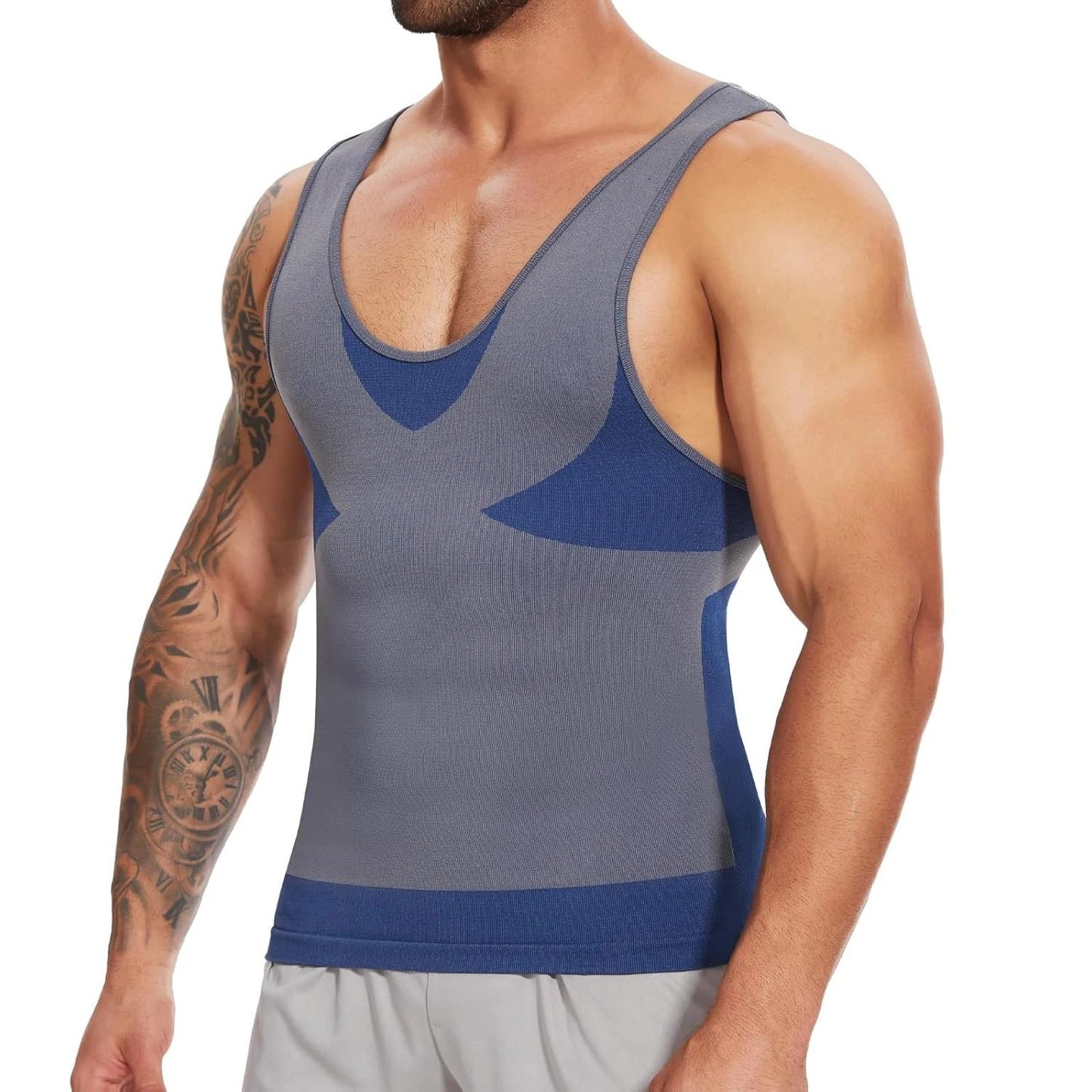 Men Slimming Body Shaper Compression T Shirt With Tummy Control 9