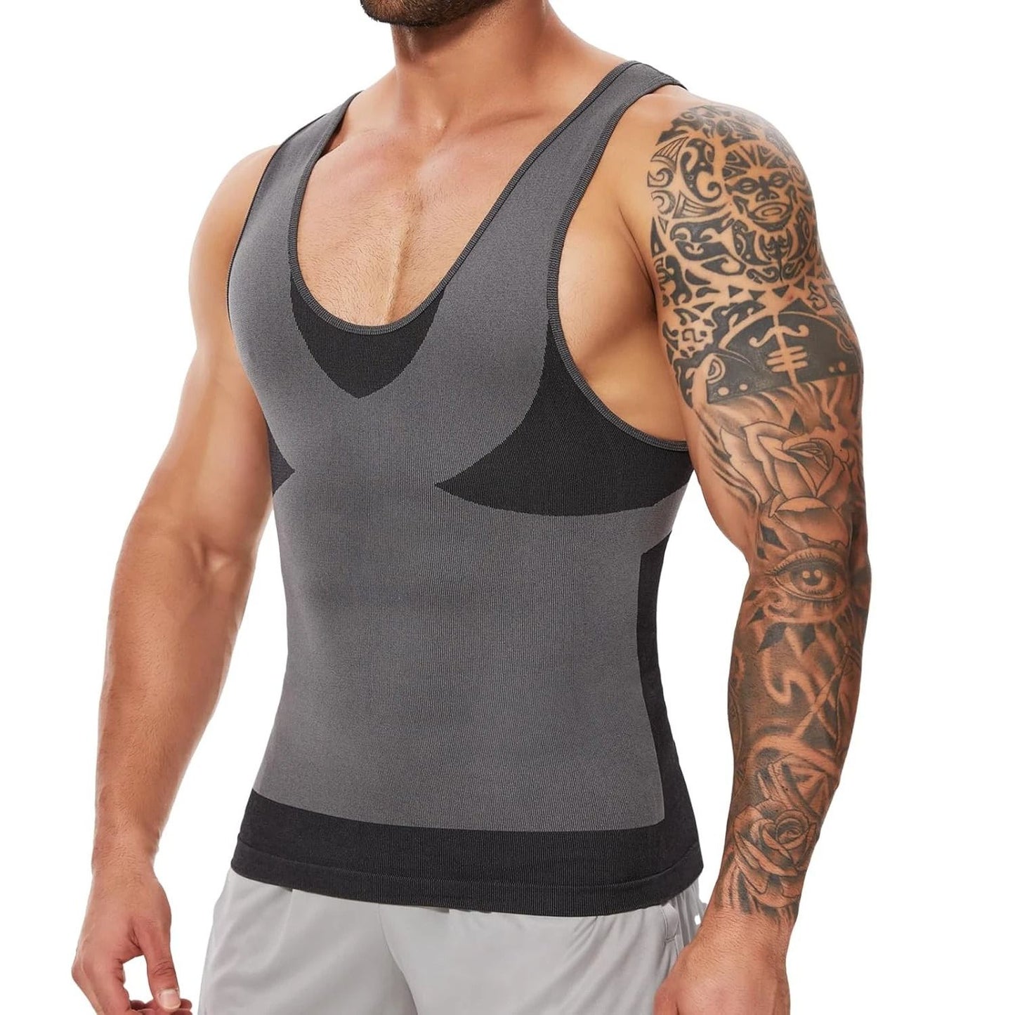 Men Slimming Body Shaper Compression T Shirt With Tummy Control 10