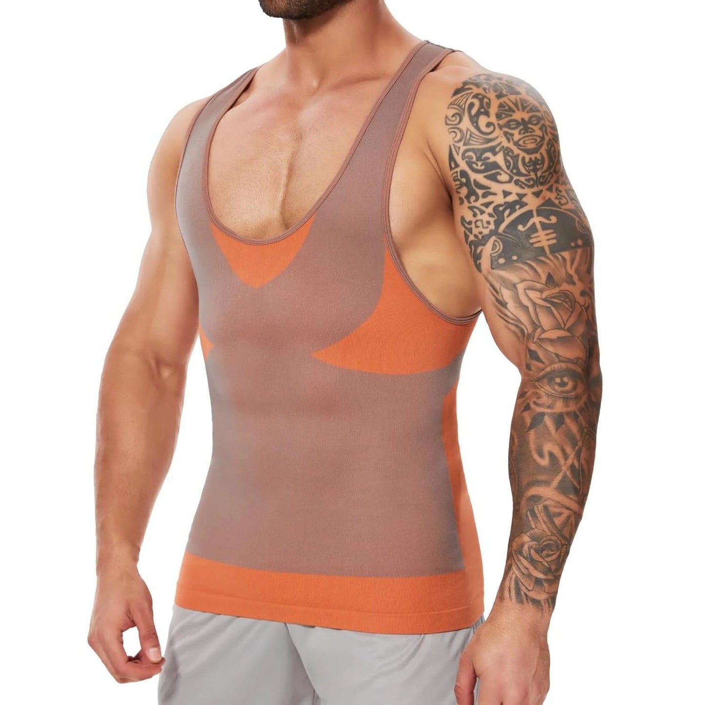 Men Slimming Body Shaper Compression T Shirt With Tummy Control 11