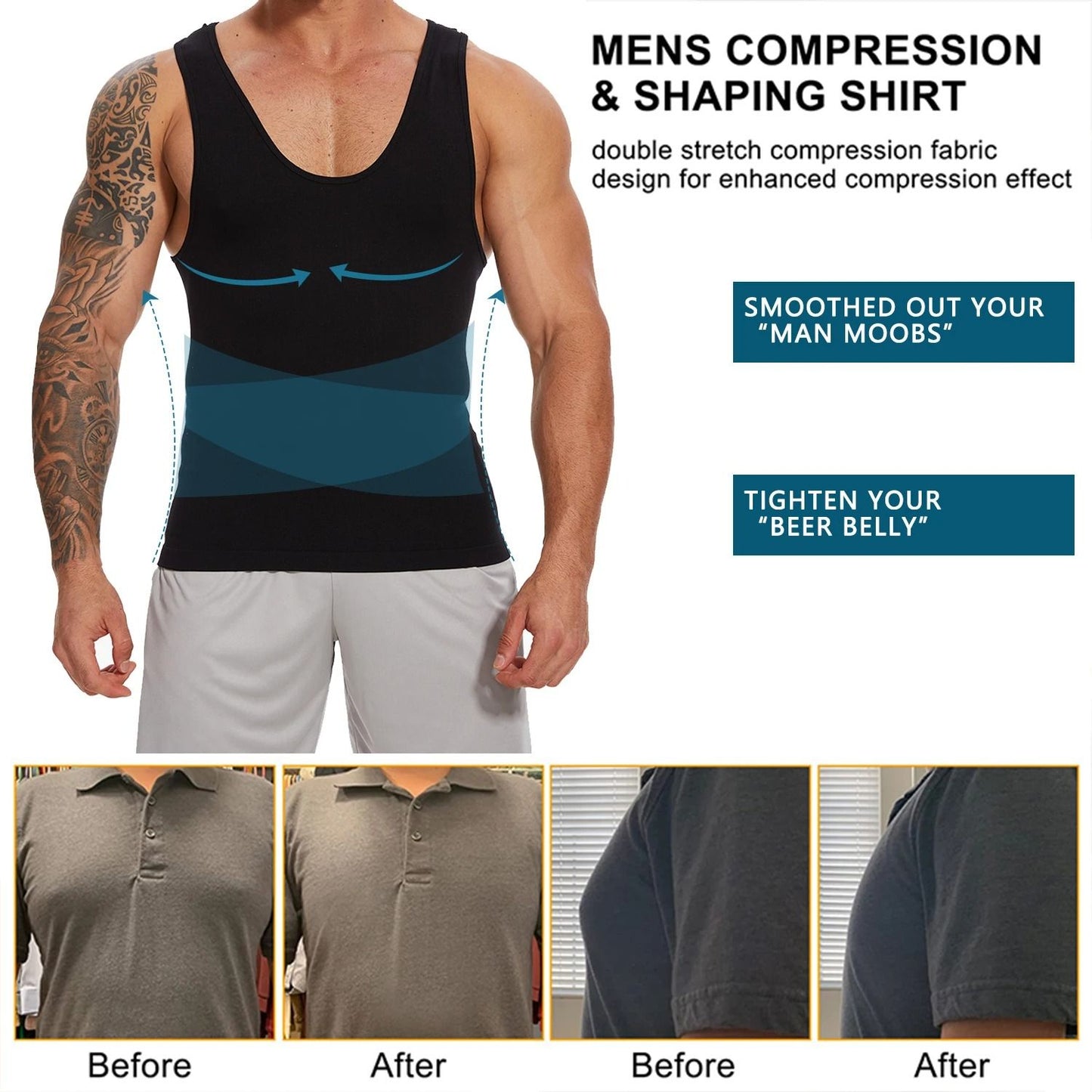 Men Slimming Body Shaper Compression T Shirt With Tummy Control 4