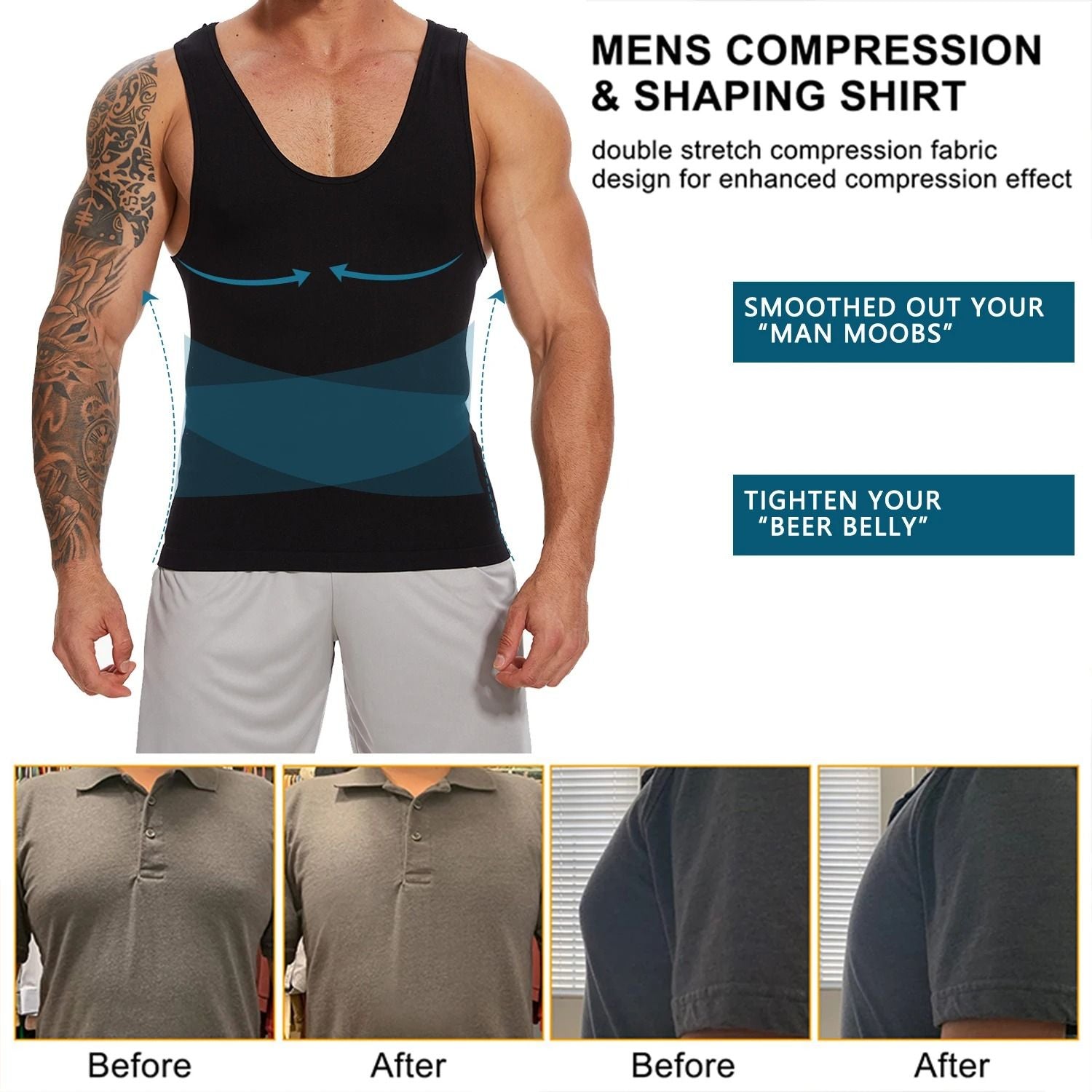 Men Slimming Body Shaper Compression T Shirt With Tummy Control 4