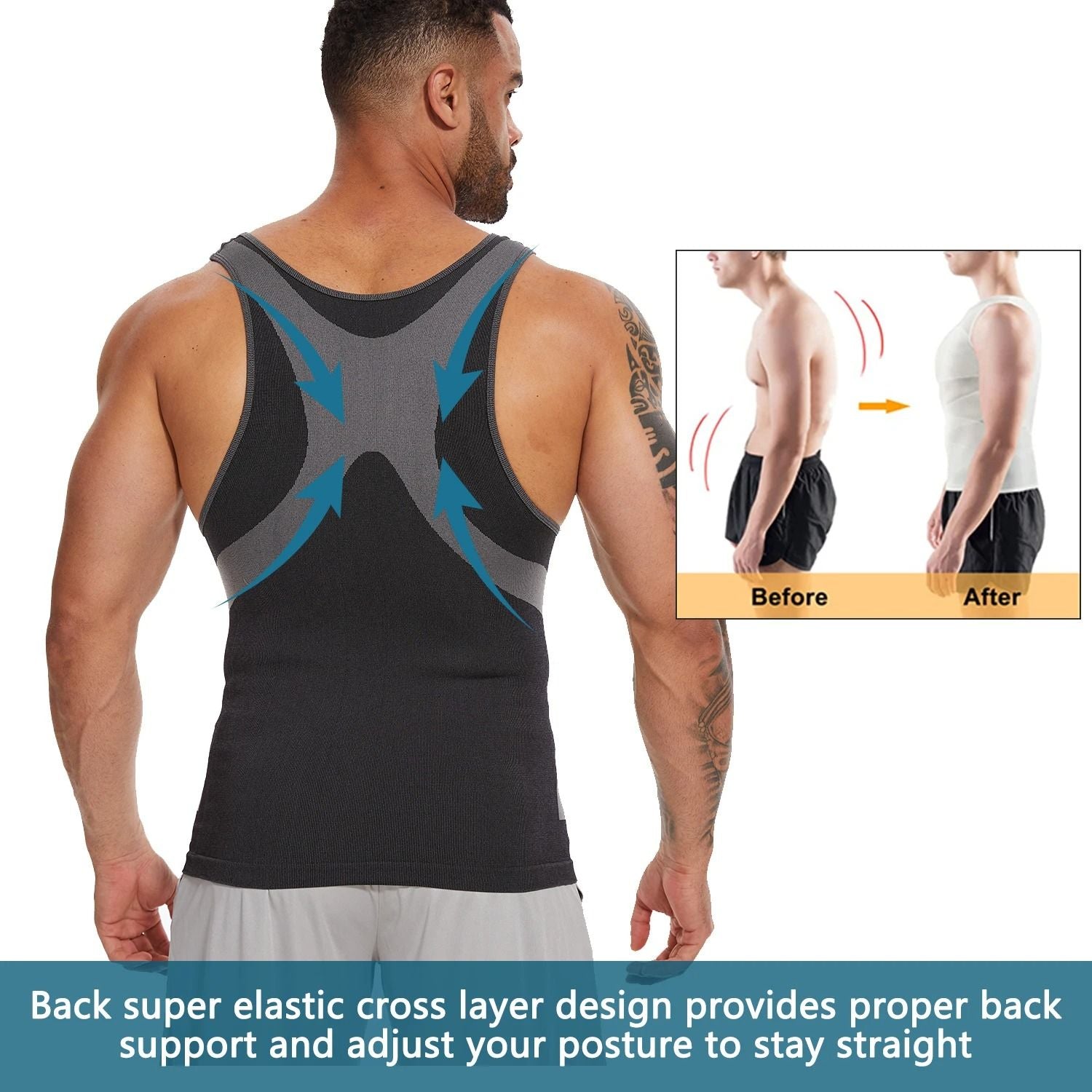 Men Slimming Body Shaper Compression T Shirt With Tummy Control 5