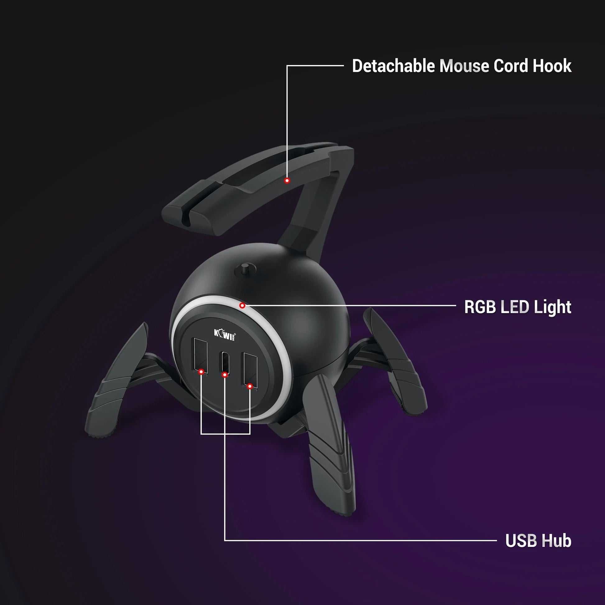 RGB Gaming Mouse Bungee With USB Hub And Cable Organizer 5