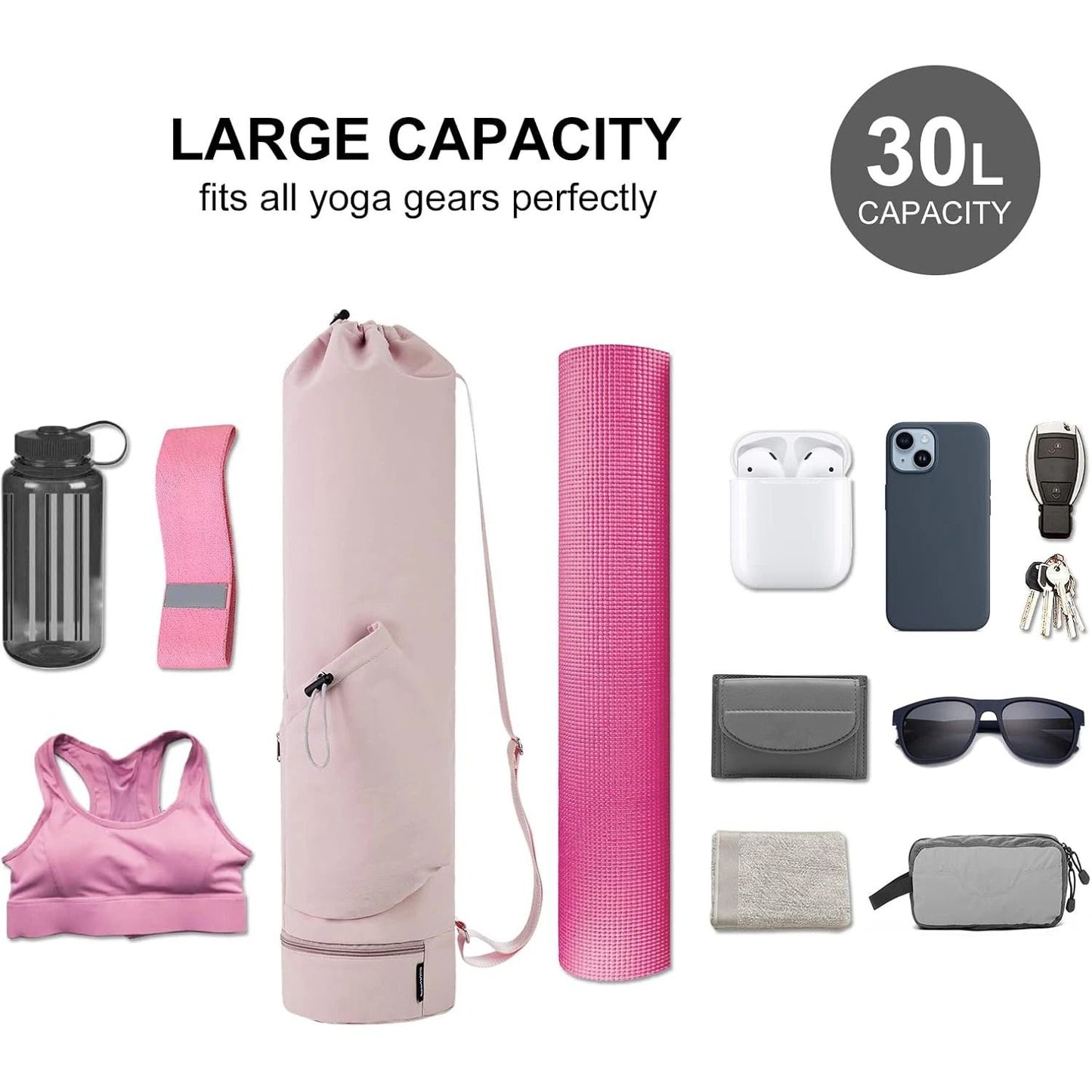 Waterproof Yoga Mat Tote With Wet Pocket And Adjustable Strap 2