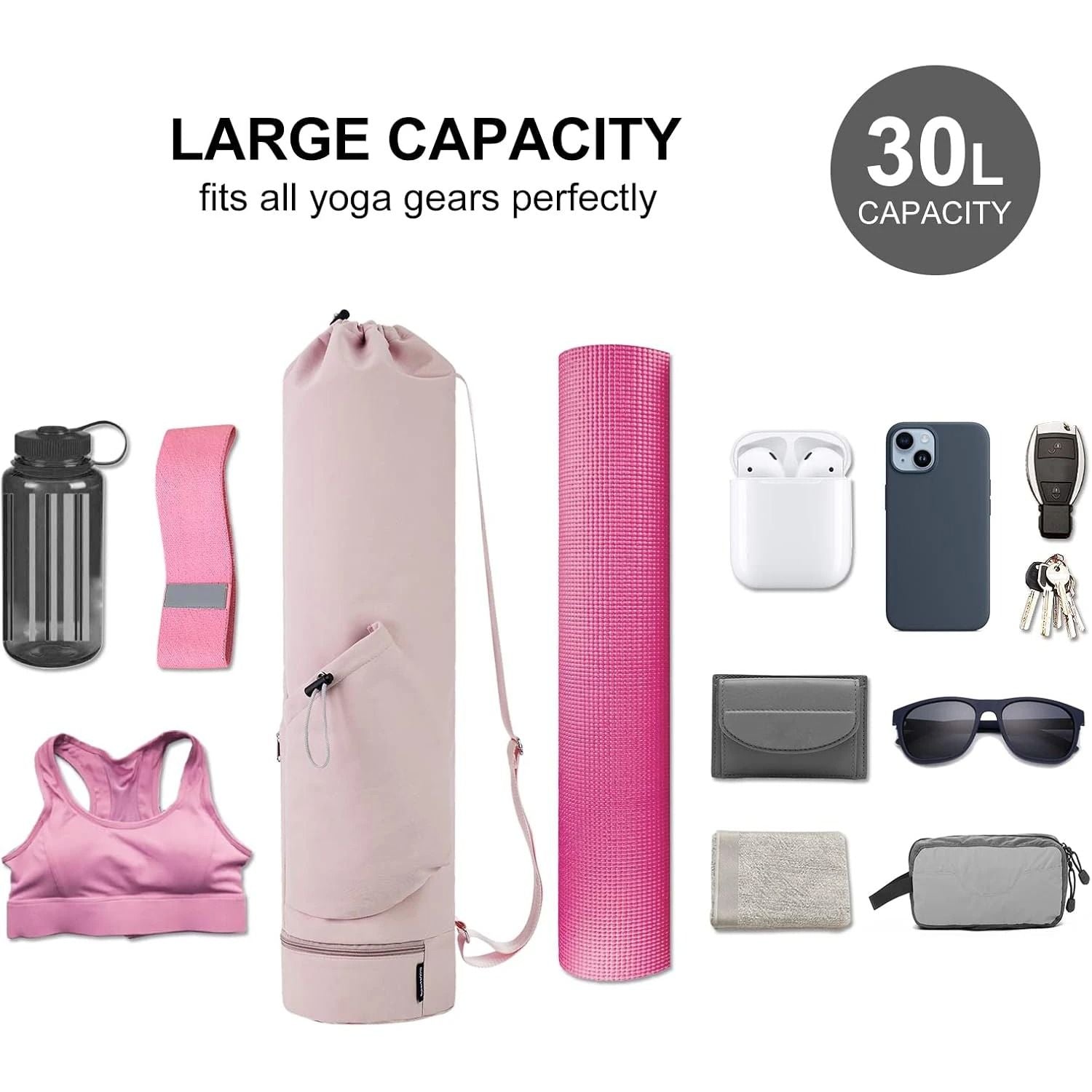 Waterproof Yoga Mat Tote With Wet Pocket And Adjustable Strap 2