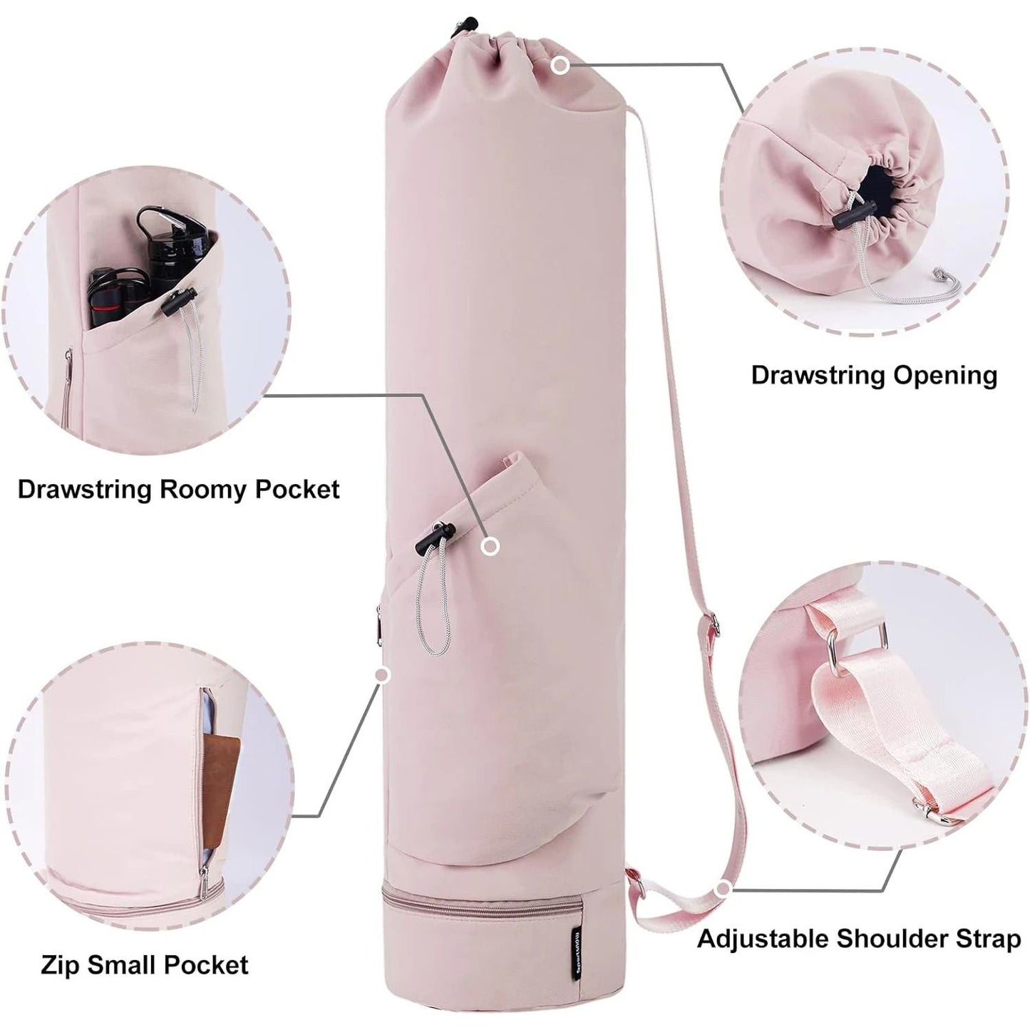 Waterproof Yoga Mat Tote With Wet Pocket And Adjustable Strap 4