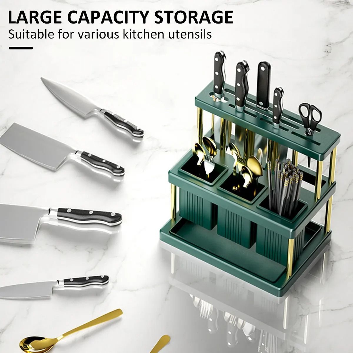 Multi Function Kitchen Knife And Cutlery Drainer Rack Organizer 1
