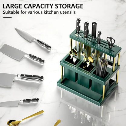 Multi Function Kitchen Knife And Cutlery Drainer Rack Organizer 1