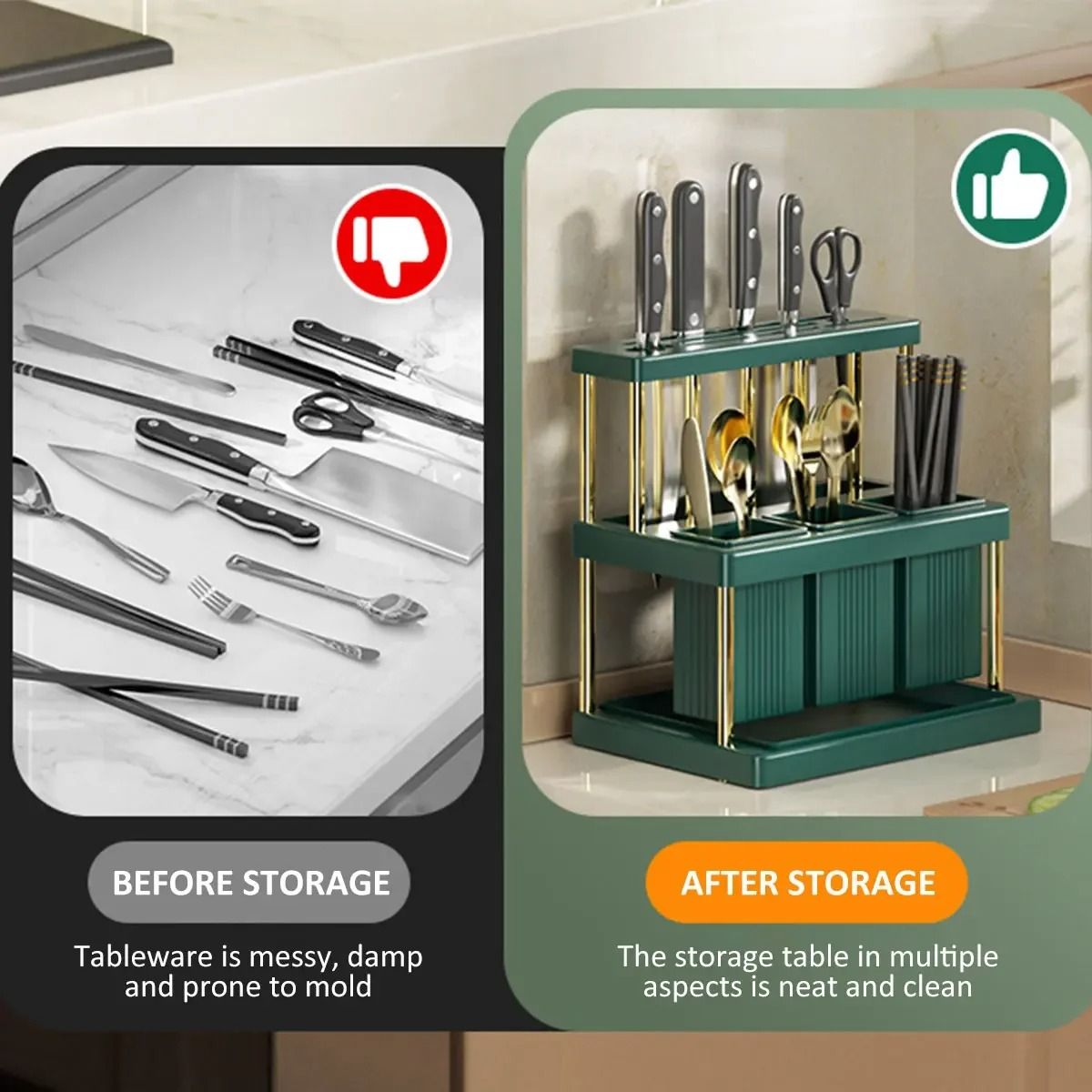 Multi Function Kitchen Knife And Cutlery Drainer Rack Organizer 2