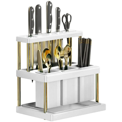 Multi Function Kitchen Knife And Cutlery Drainer Rack Organizer 7