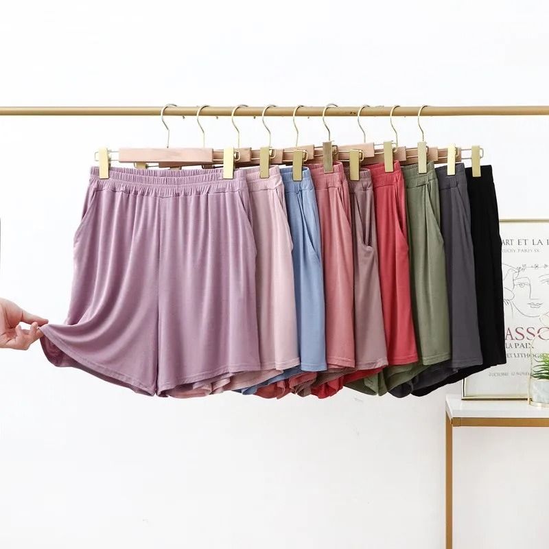 High Stretch Modal Pocket Shorts With Loose Wide Leg For Comfortable Home Wear 3